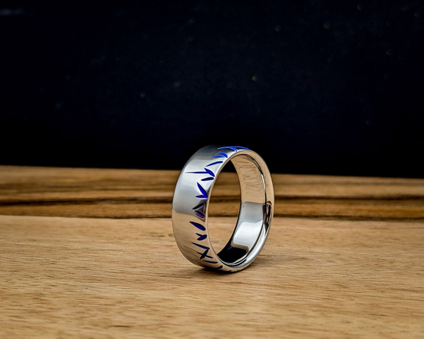 Rainbow flamed Double Shard Titanium Ring