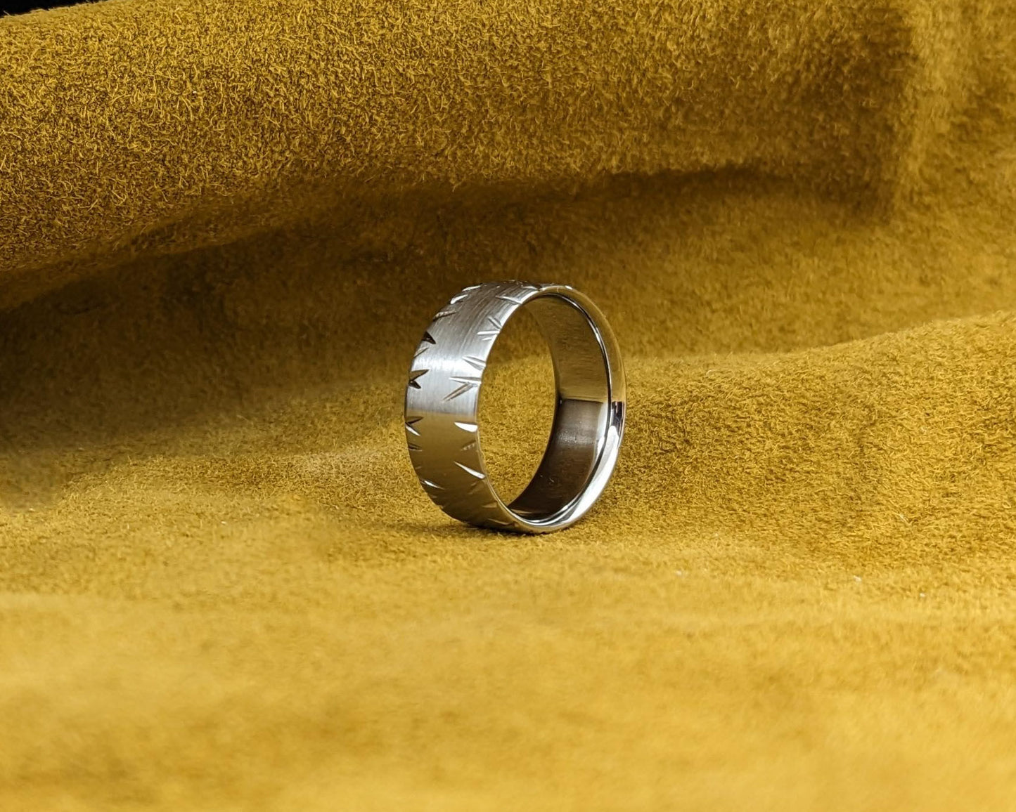 Brushed Double Shard Titanium Ring