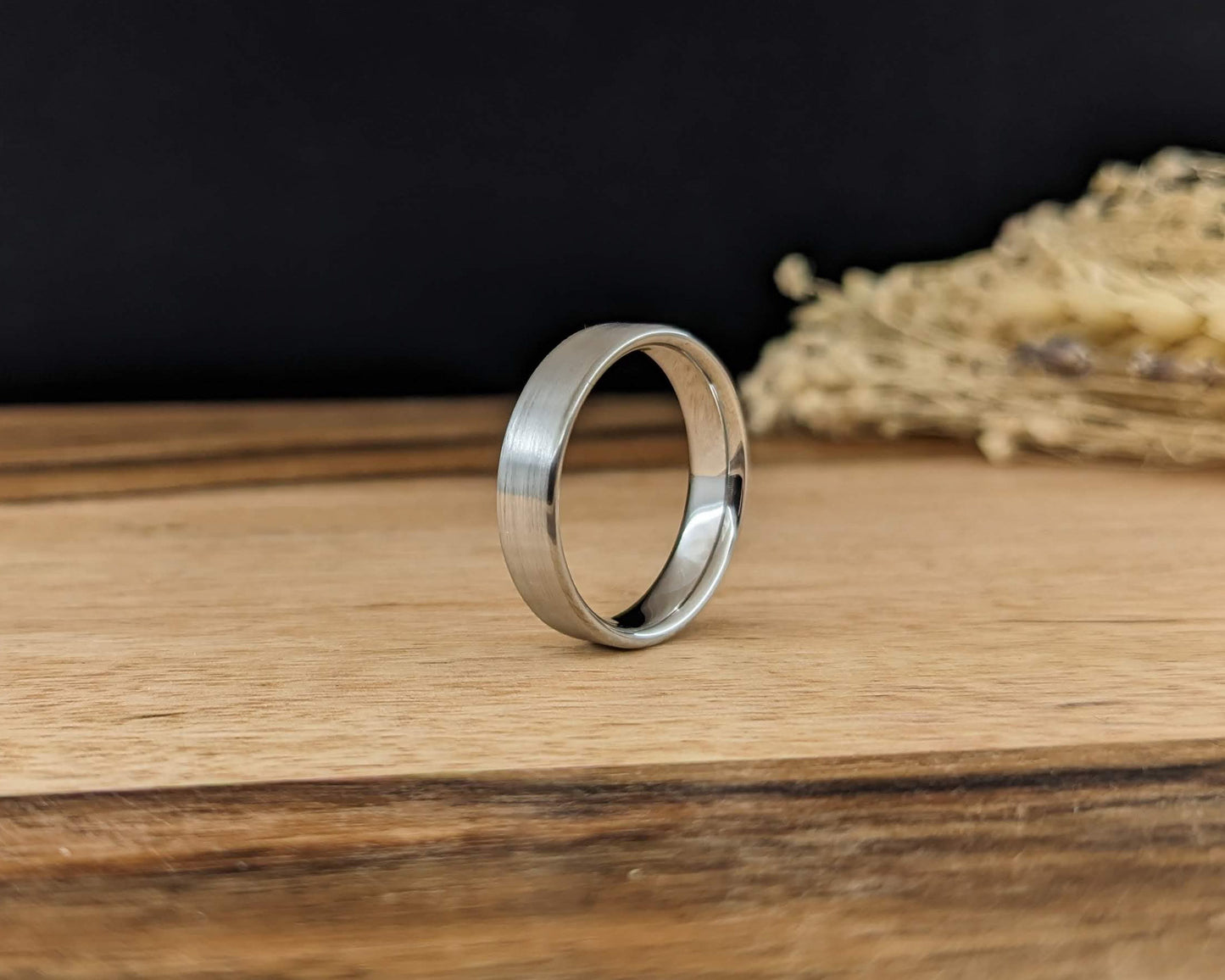 Thin Brushed Titanium Ring